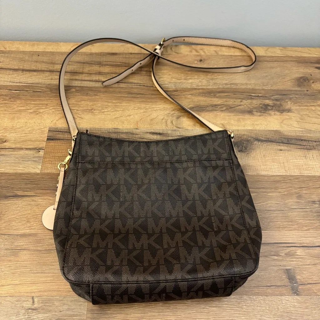 Michael Kors Monogram Crossbody Bag Handbag Purse Messenger Shoulder Brown MK - Image 4