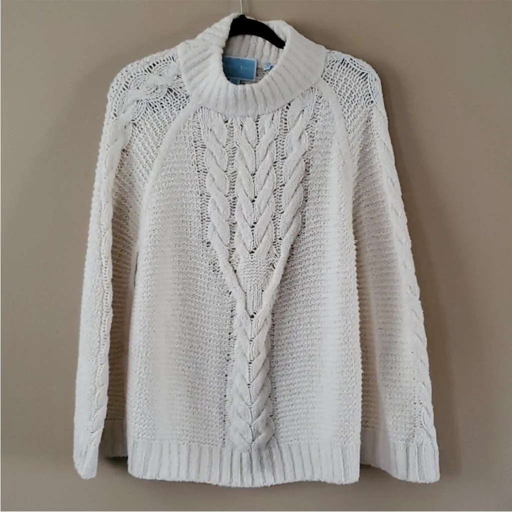 Draper James Cable Sweater Cape Poncho M/L - Image 3