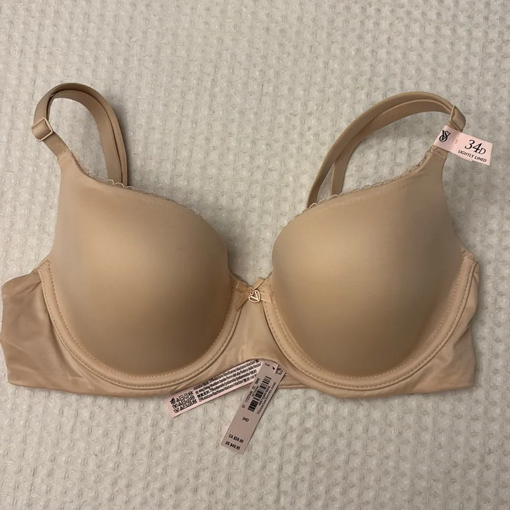 NEW! $50 VICTORIA’S SECRET 34D Lightly Lined Demi Bra BEIGE Padded Underwire - Image 3