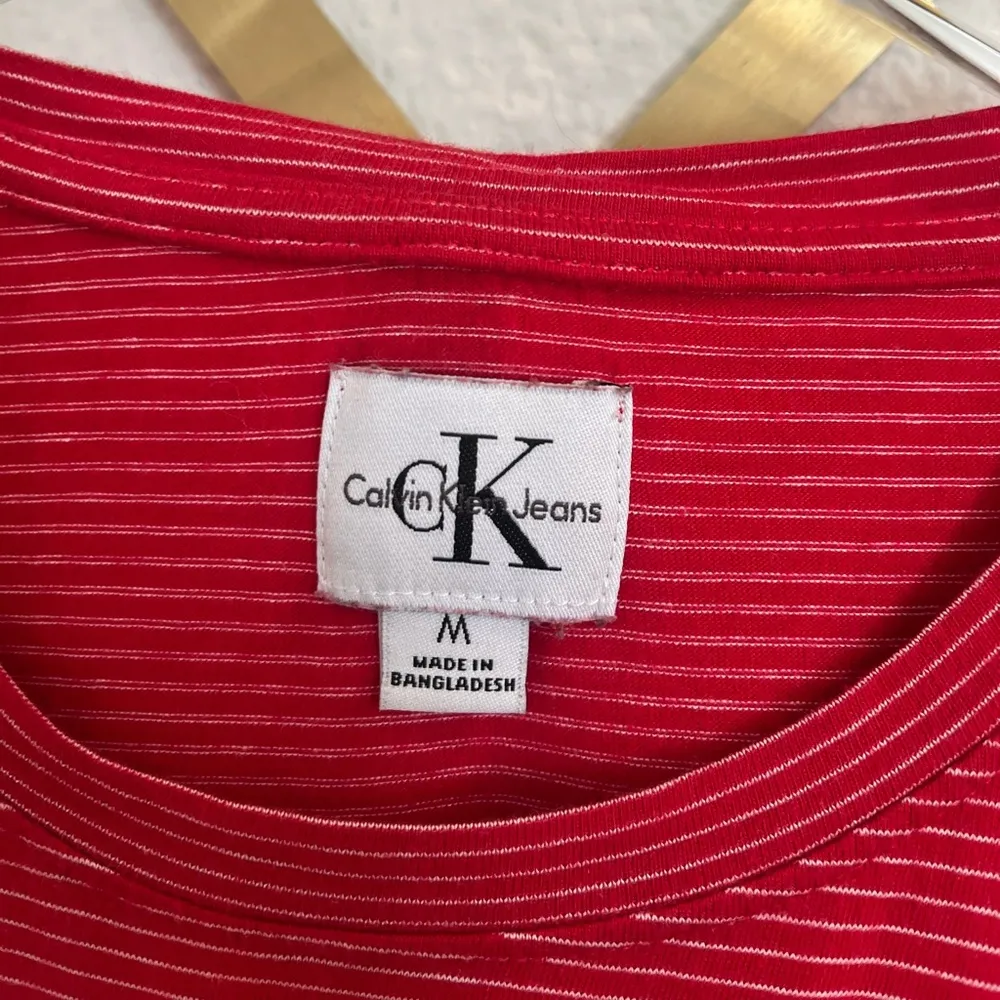 Calvin Klein CK Striped Boxy Crop Tee Red White Medium - Image 6