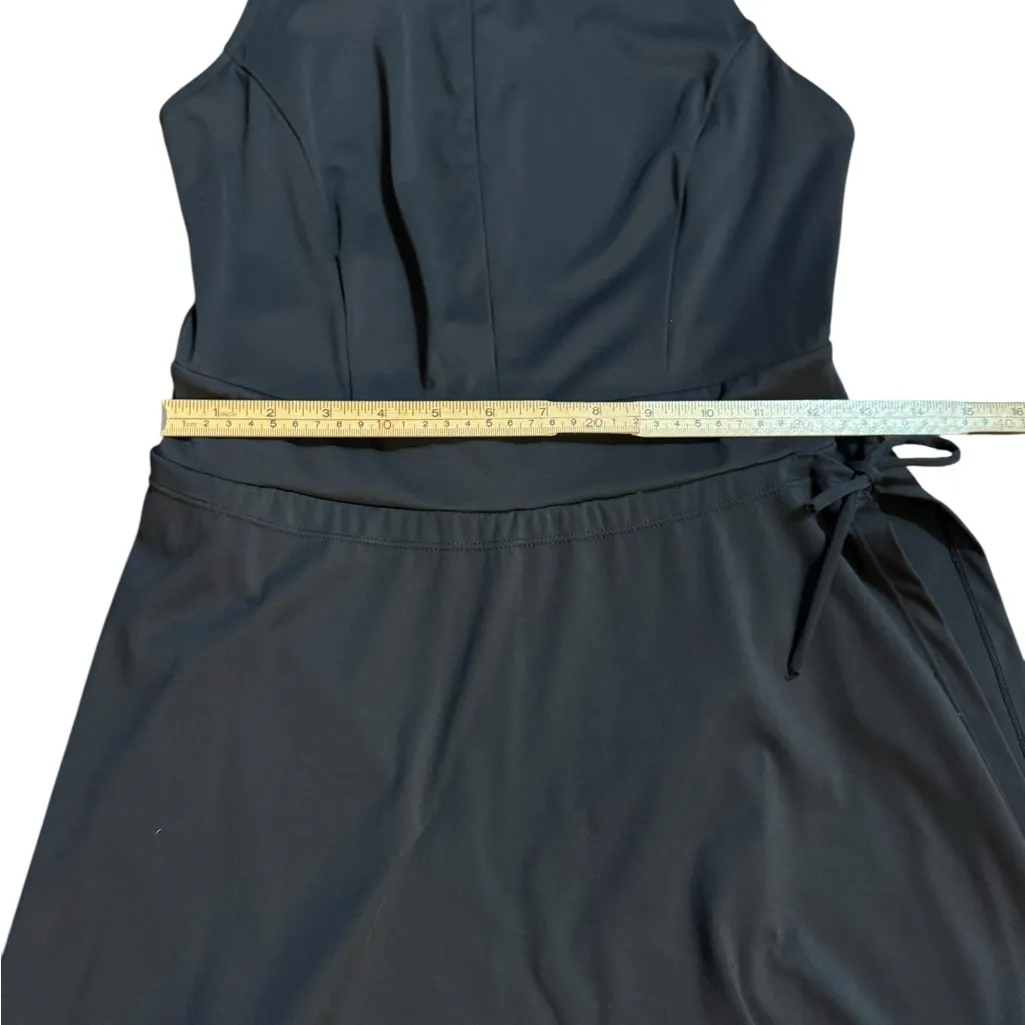 Halara Women’s Black Zip Front Skort Sports Dress with Tie Wrap & Open Back Sz M - Image 12