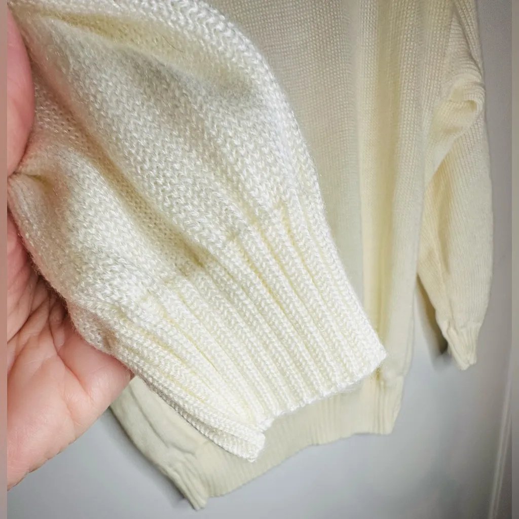 Vintage Kenneth Too Ivory Aztec Pullover Sweater Turquoise Embellished Sz S/M Blue - Image 11