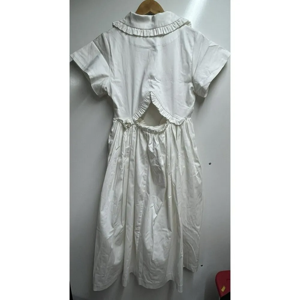 Kika Vargas NWT Mabel Cutout Stretch Cotton Midi White Dress Women's Size Small - Image 11