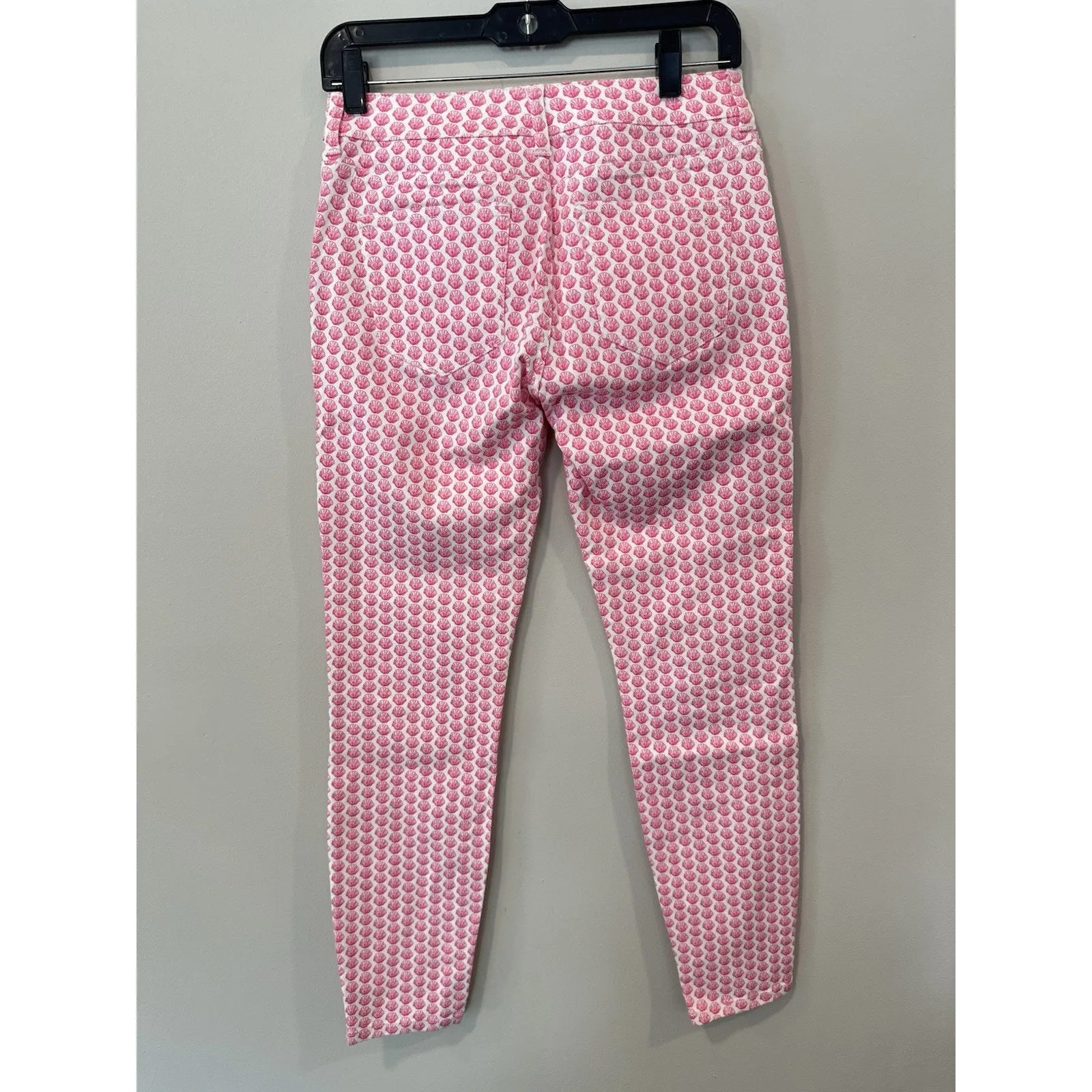 Vineyard Vines Denim Pants 2 Women Pink/White Seashell 5-Pocket Straight 2079 - Image 2