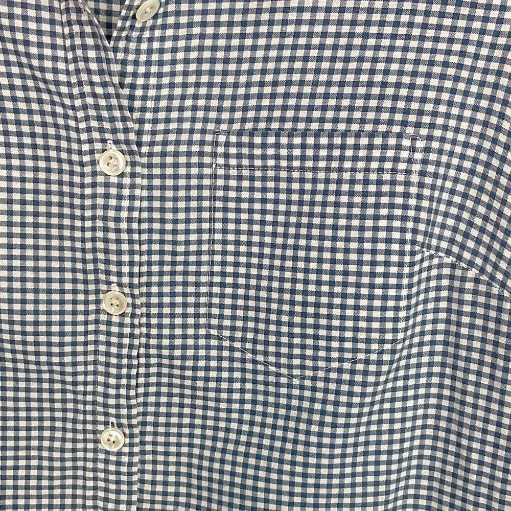 J.Crew  Blue White Plaid Striped Long Sleeve Popover Shirt 2 - Image 2