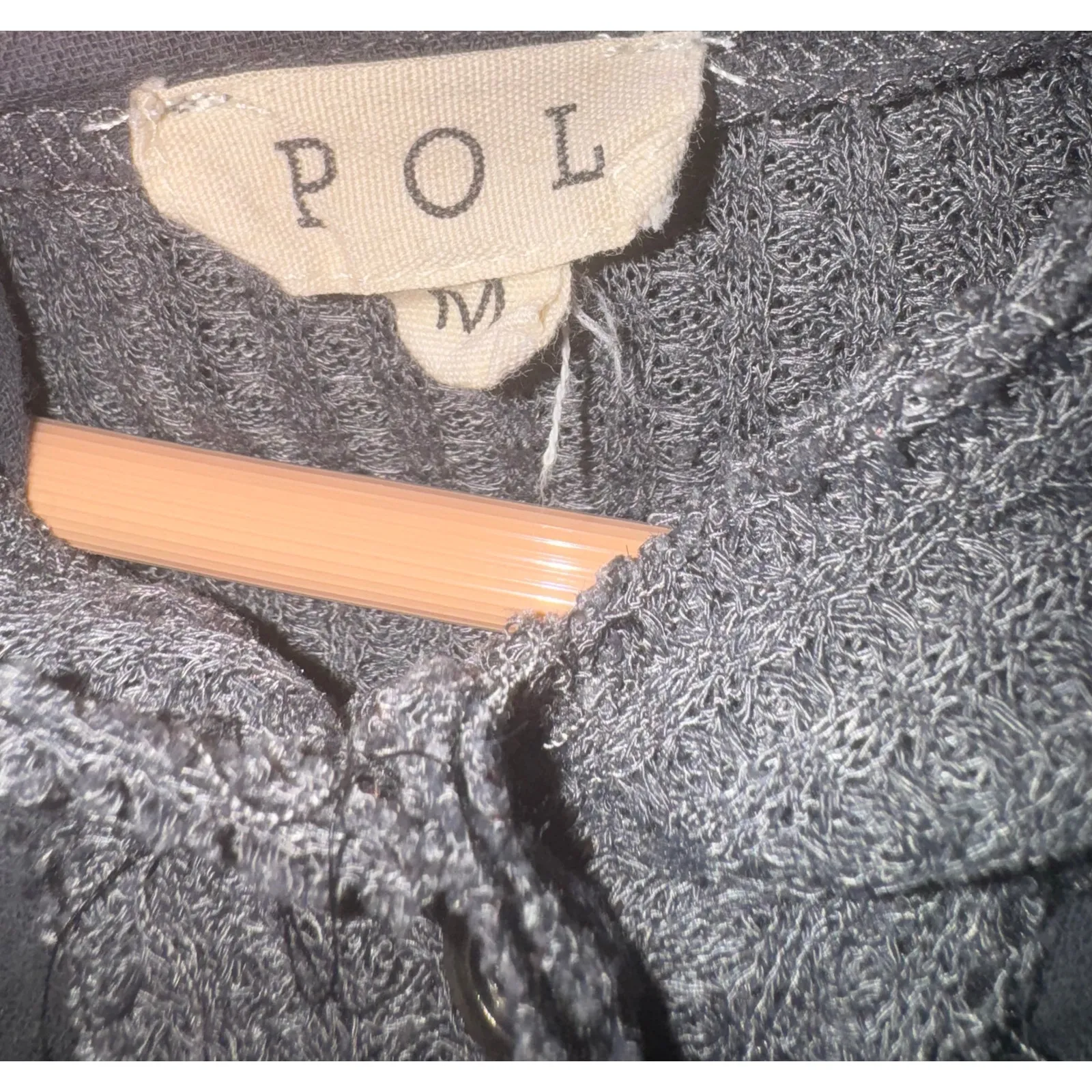 POL Textured Waffle Knit Oversized Top Embroidered Medium Boho Grunge ~FLAW - Image 8