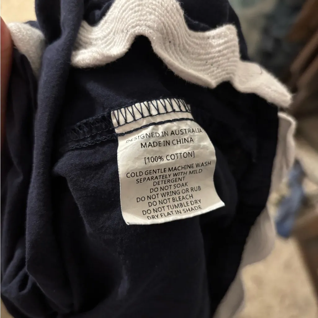 White closet elements cotton navy dress white trim large - Image 11