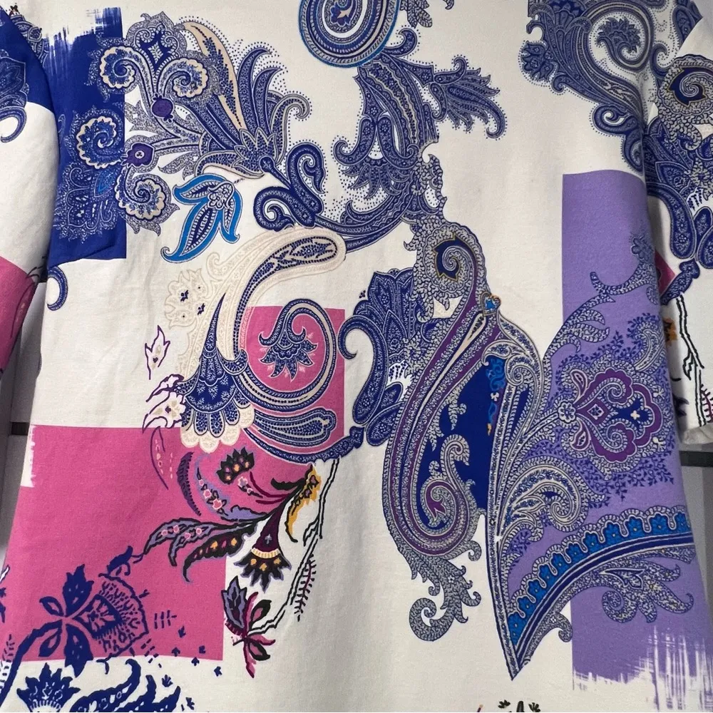 Etro Cotton Blend Shift Paisley Dress Size 8 - Image 6