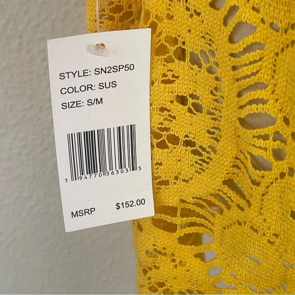 Sunshine 79 Beach Swim Coverup Size S/M Marigold Yellow Crochet Lace - Image 7