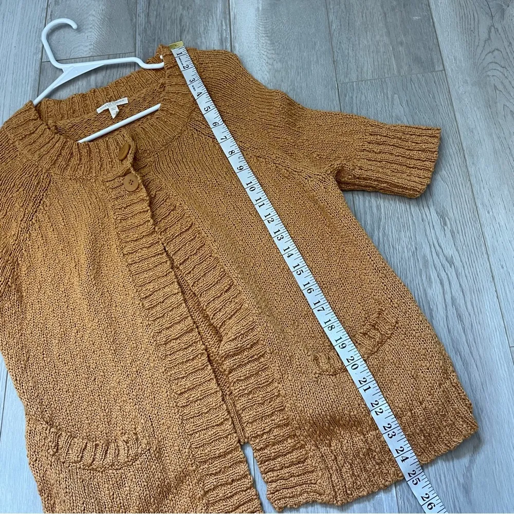 Eileen Fisher Textured Short Sleeve Knit Cardigan Mustard (Medium/P) grannycore - Image 4