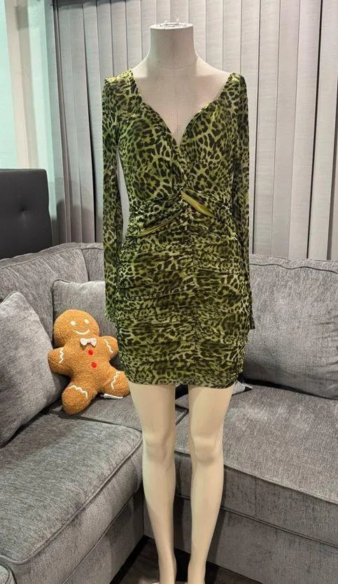 🌸AMTIOUS animal print mesh dress 🌸 Green Size M - Image 6