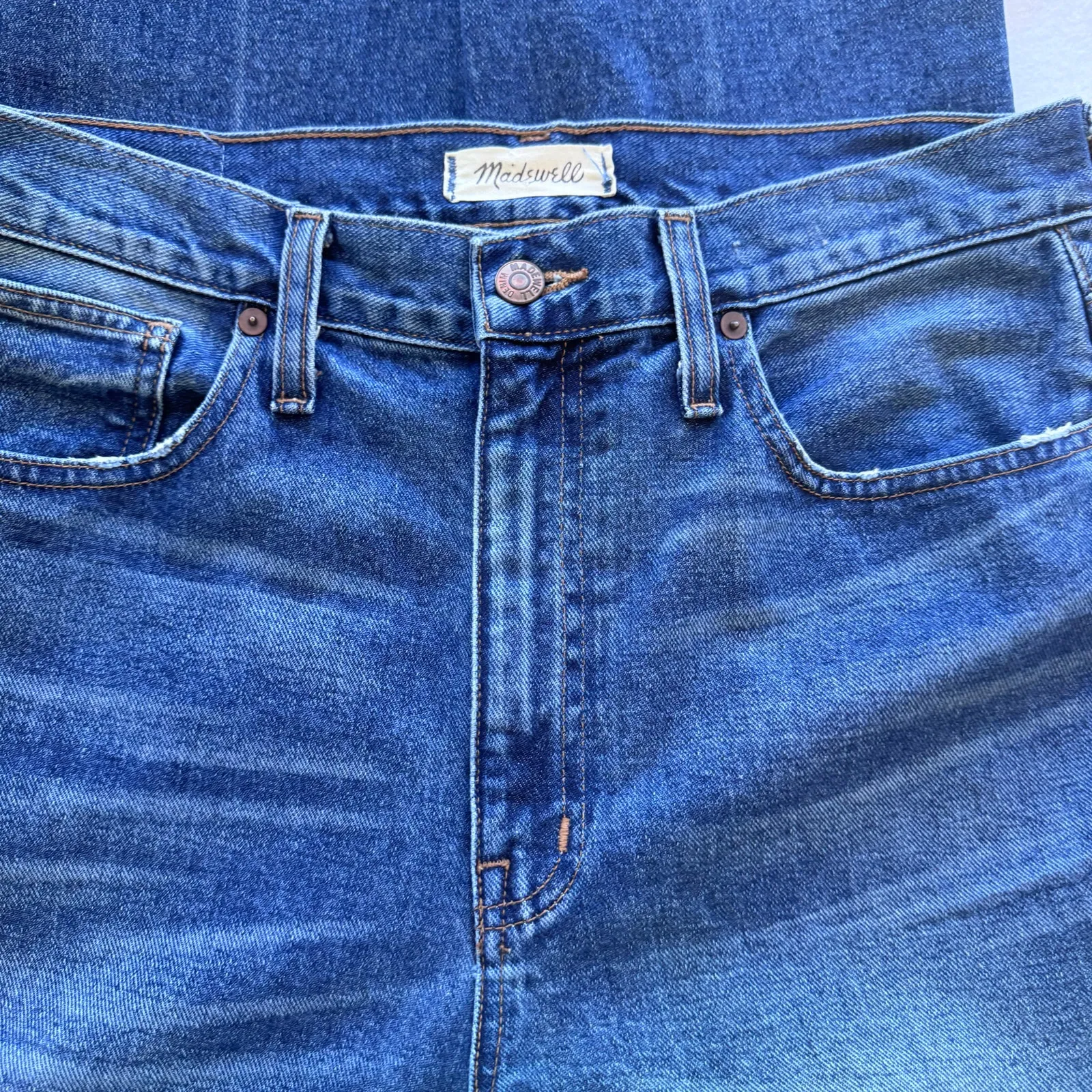 Madewell Retro Crop Bootcut Jeans 29T High Rise Frayed Hem 100% Cotton Denim - Image 3