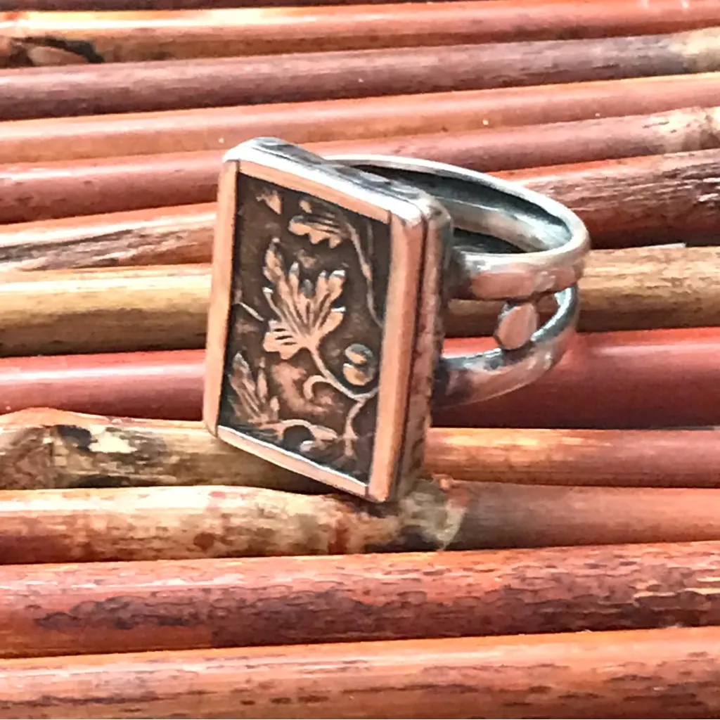 Silpada  Sterling Silver Floral Leaf Vine Rectangular Ring Size 10 - Image 6