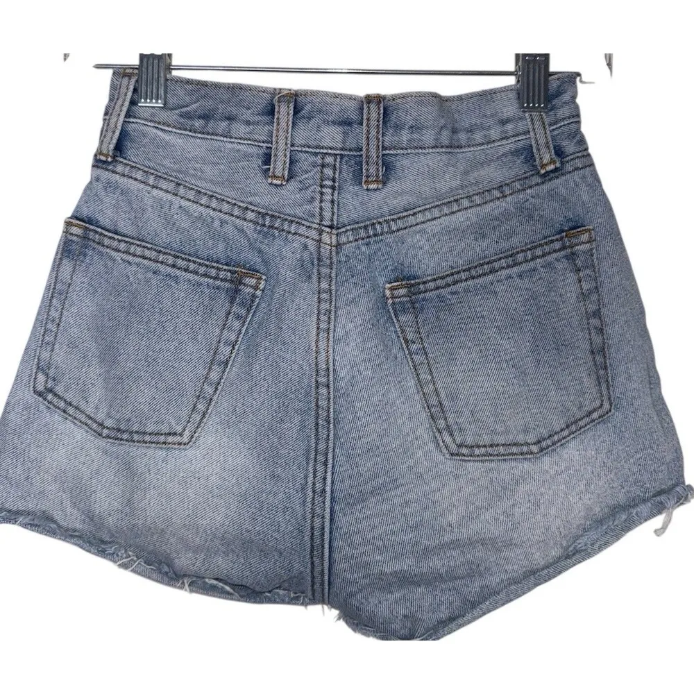 J Galt Women's Denim Jean Shorts Raw Hem High Rise Cotton Summer Casual Size S Blue - Image 3