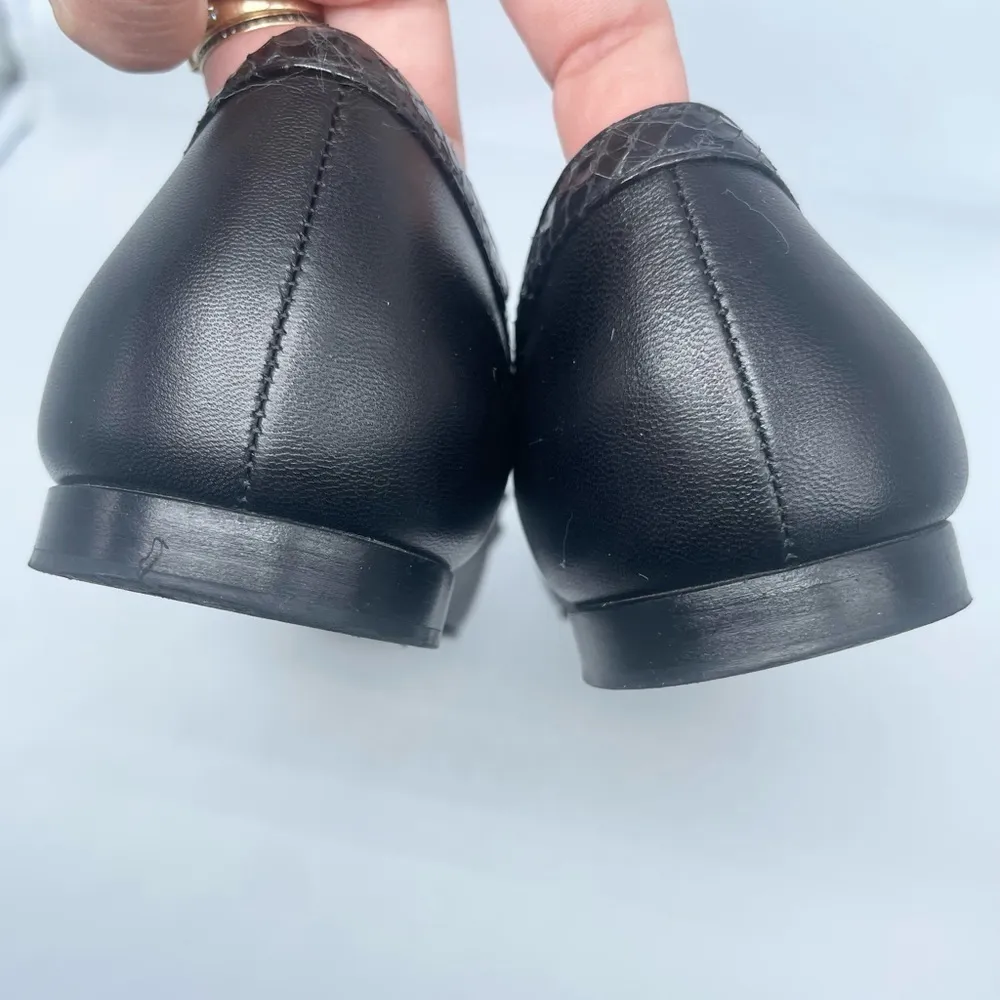 Gucci Black Leather Snake skin bow embellished GG Ballerina flats EU 38.5 - Image 3