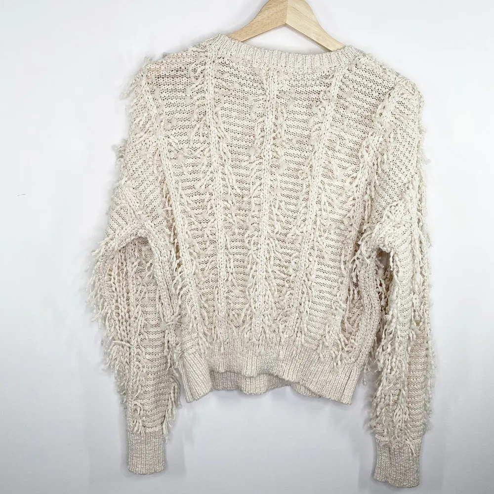 BKE Gimmicks Cream Textured Knit Crewneck Sweater Women's Size X-Small XS - Image 2