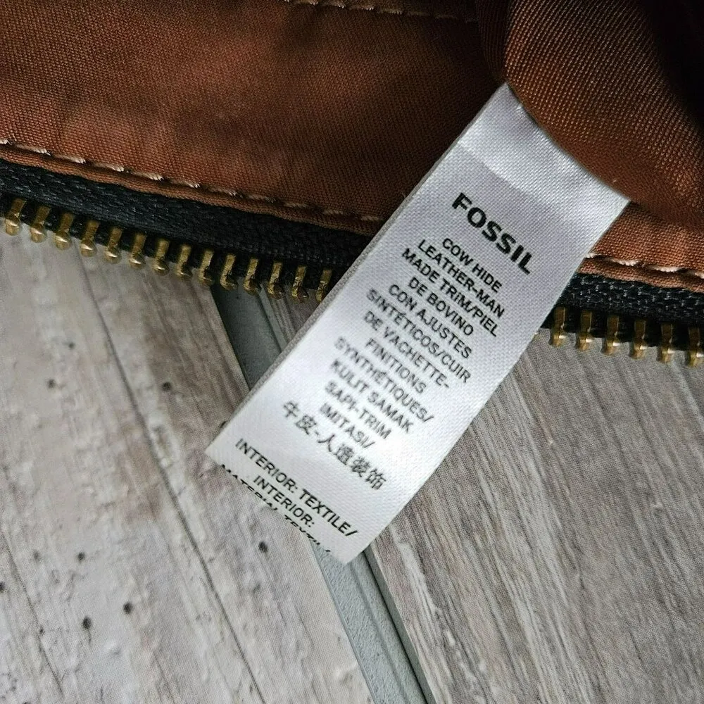 Fossil Black Cow Hide Leather Crossbody Bag Adjustable Strap Vintage Purse Small - Image 4