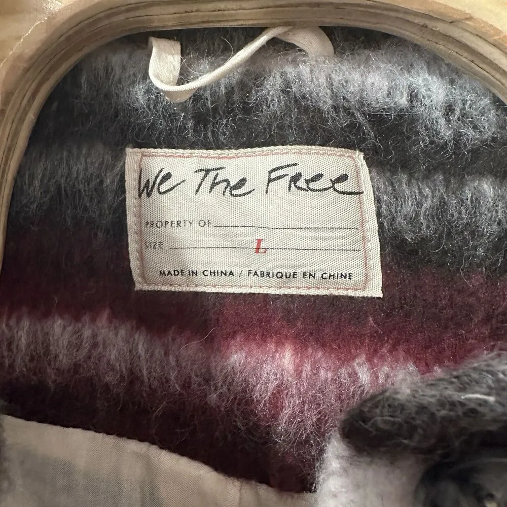 We the Free People Vienna Shirt Jacket Brushed Wool Shacket Plaid Aztec Sz Large - Image 4