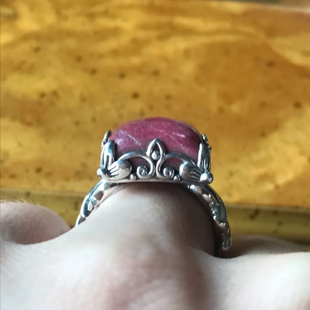 Norwegian Thulite Sterling Silver Ring Size 7 Pink - Image 2