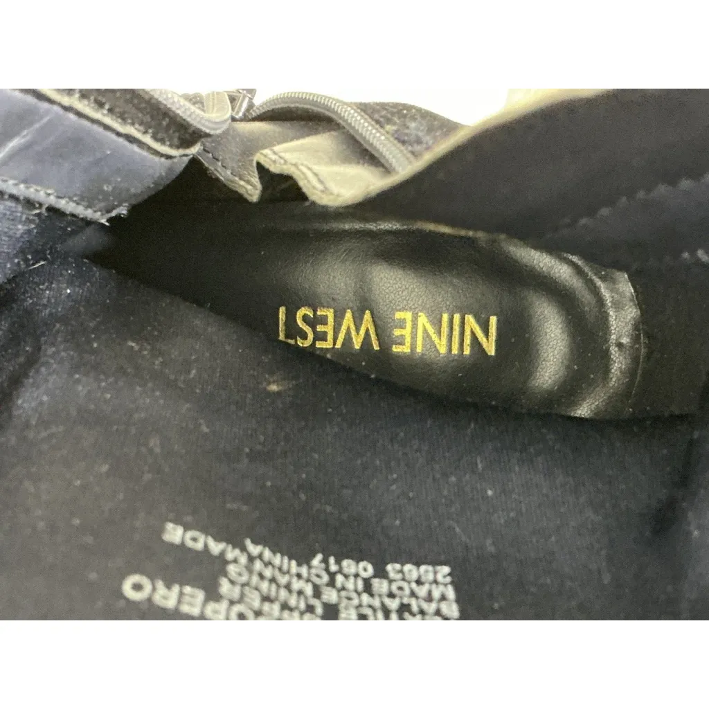 Womans Nine West Nwcoopero Navy Velvet Ankle Boots Heel 6.5 M - Image 7