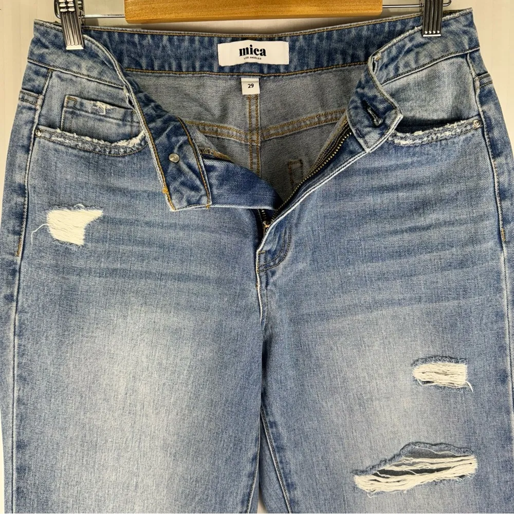 Mica Denim Distressed Super High Rise Relaxed Fit Blue Jeans Women’s Size 29 - Image 4