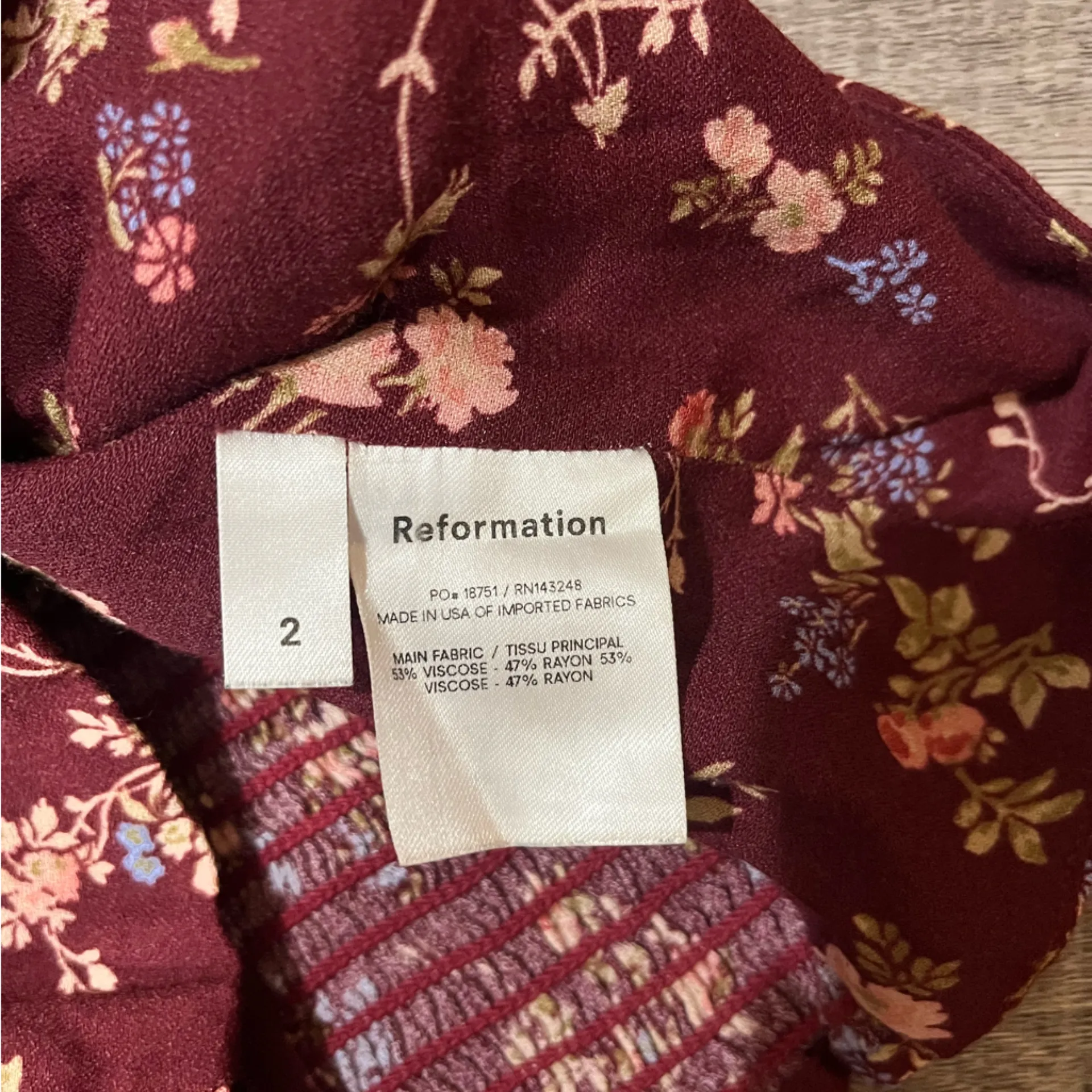 REFORMATION Ellora Top in Chantelle Burgundy Floral - Image 7