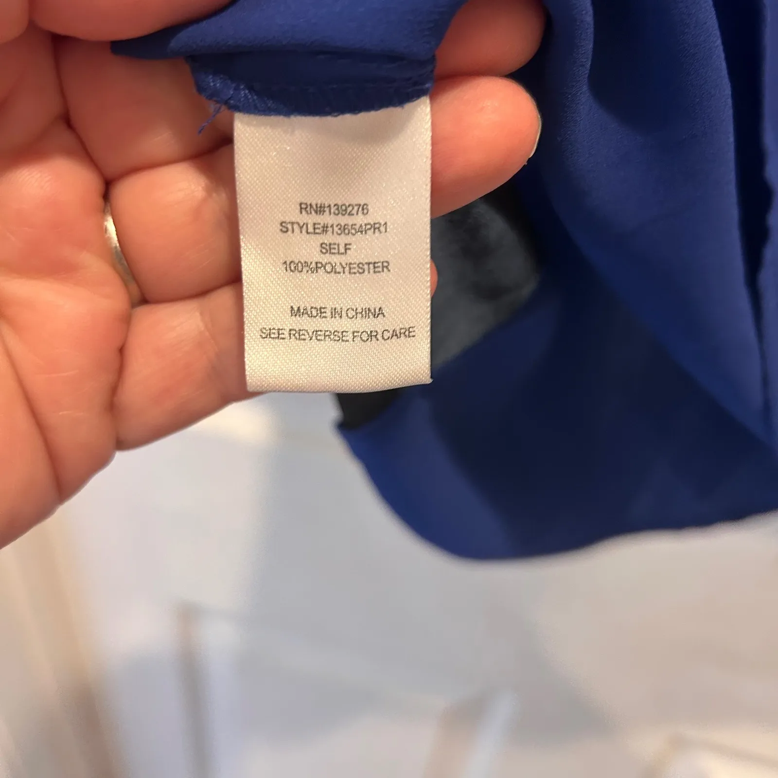 Daniel Rainn Royal Blue Black Mesh Panel Sheer Sleeve Keyhole Button Top Size S - Image 8