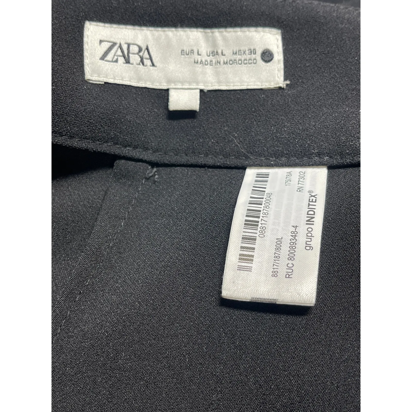 Zara Women's Black Pleated High Waisted Palazzo Wide Leg Trousers Dress Pants L - Image 3