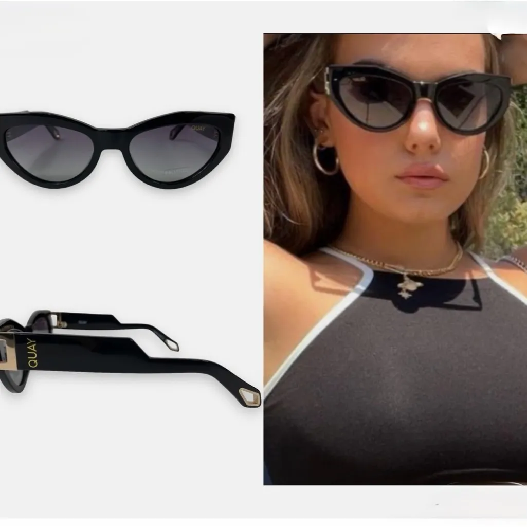 Quay Australia Sunglasses MAD CUTE Cat Eye POLARIZED HTF x
Saweetie Collab Black - Image 2