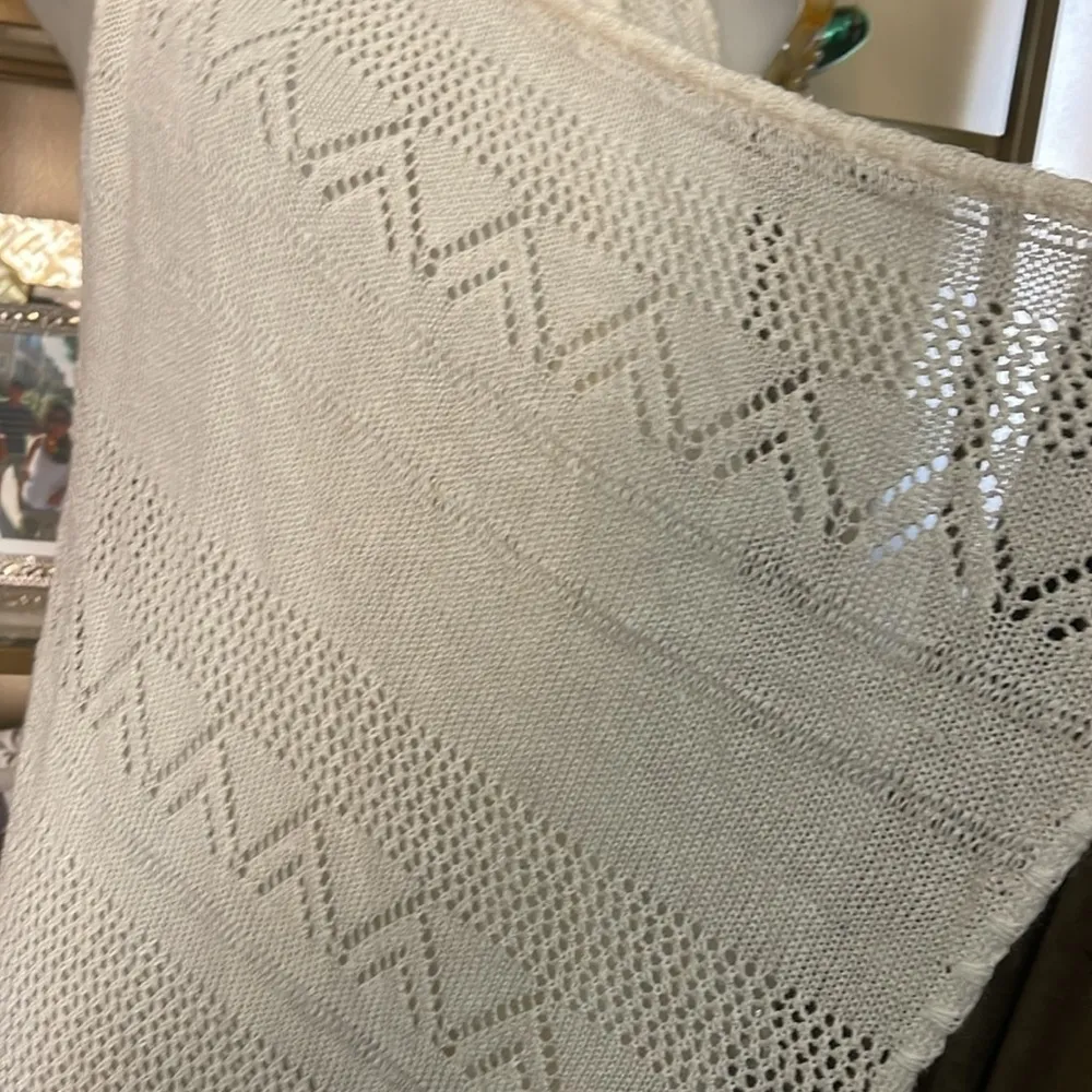 Alice + Olivia Linen Sleeveless Duster Sweater White Size Extra Small - Image 3