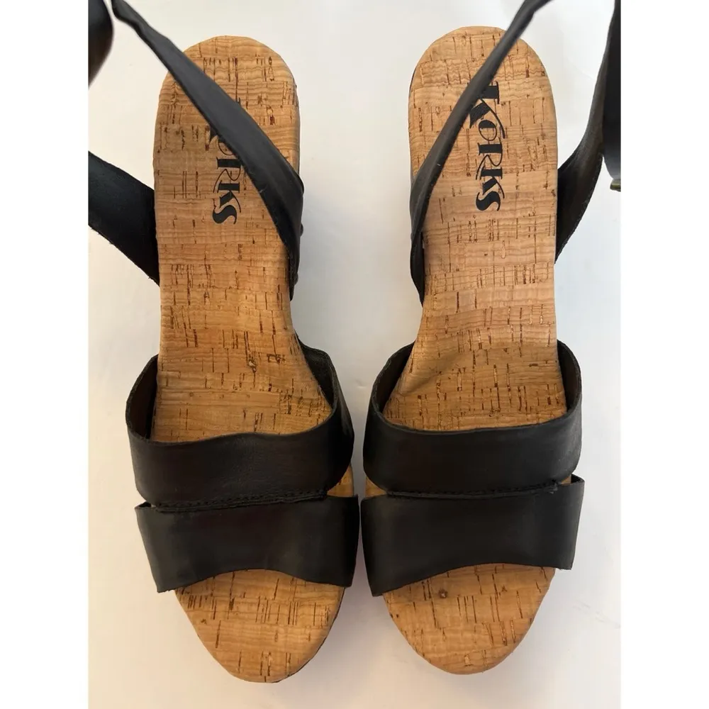 Korks Mia Black Leather Studded Ankle Strap Platform Sandals Sz 9 Women - Image 7