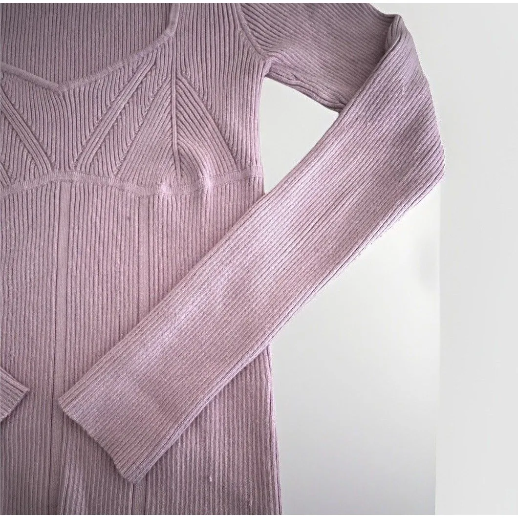 Womens Coquette Balletcore Sweater Size‎ Medium Pink Soft Girl Knit Ribbed - Image 3