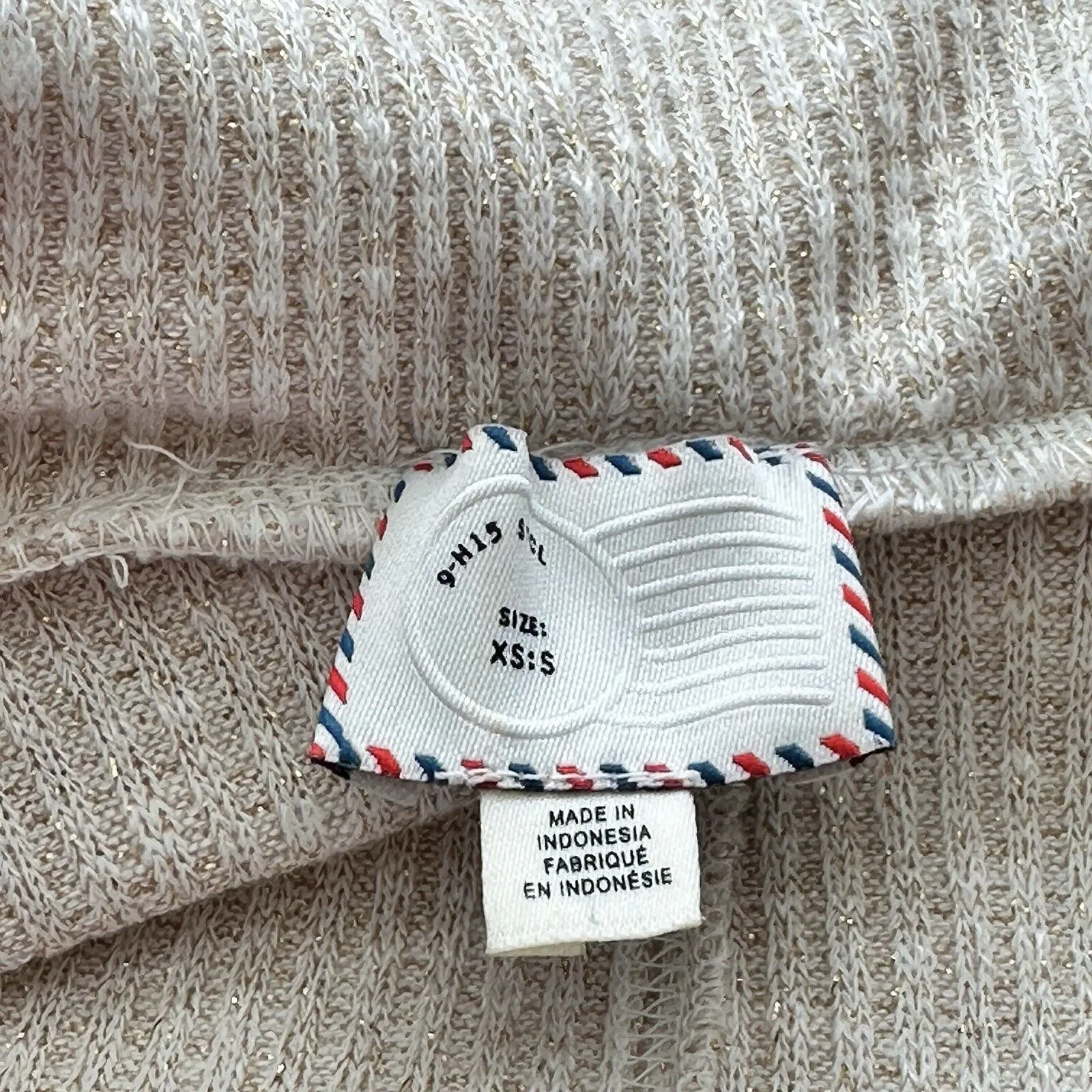 Anthropologie Orley Ruffle Cowl Neck Size S Metallic Cream Wove Sweater - Image 4