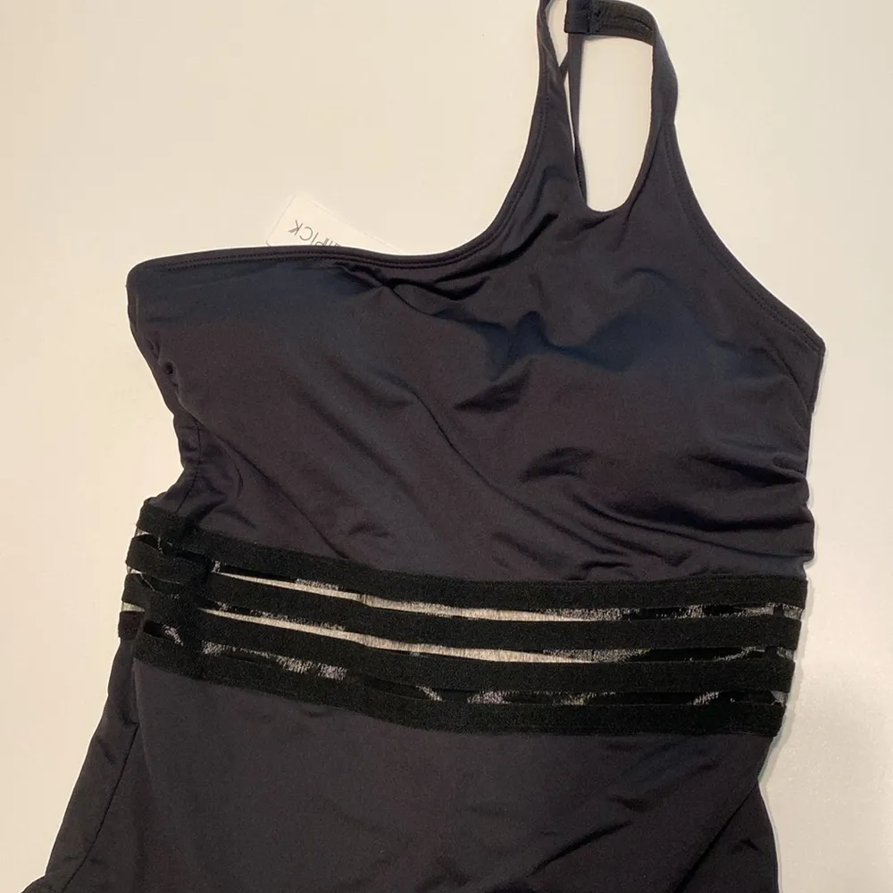 1 Shoulder 1pc Swimsuit black M Tummy Control Bathing Suit Modest Full Coverage Size M - Image 3
