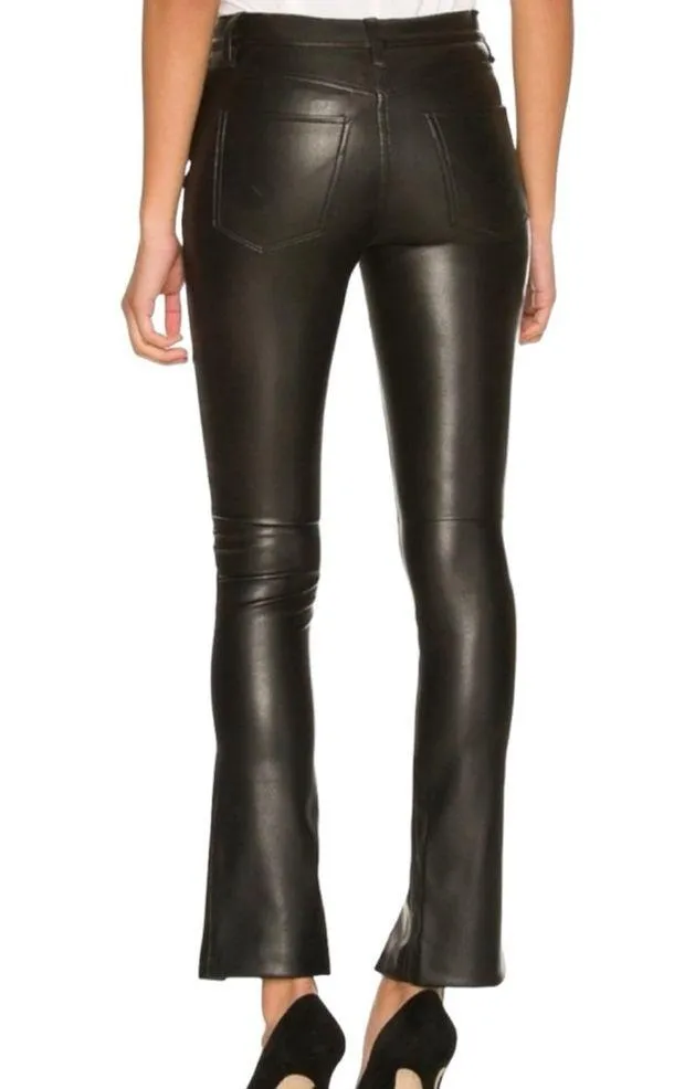 NWT Hudson Barbara Faux Leather Front Slits Black Pants 31 in Black Beauty - Image 2