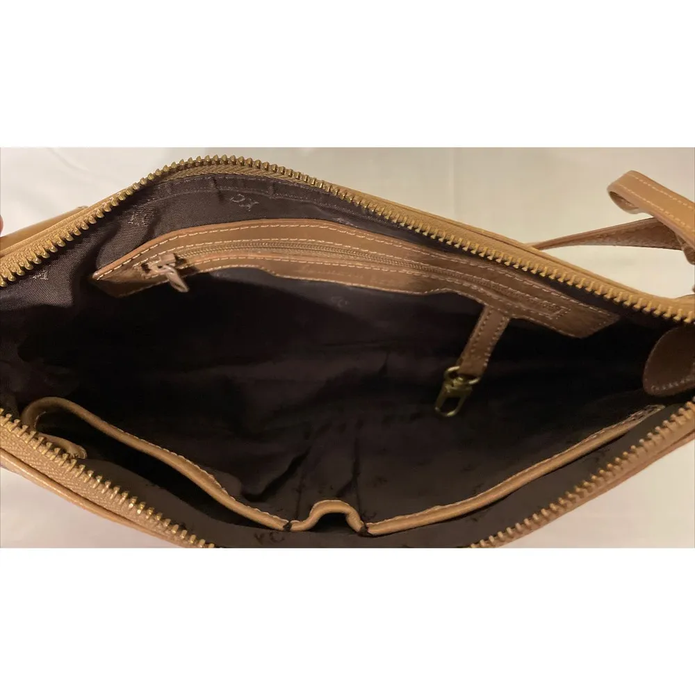 KENNETH COLE NY TAN GENUINE LEATHER SHOULDER BAG HOBO HANDBAG PURSE - Image 11