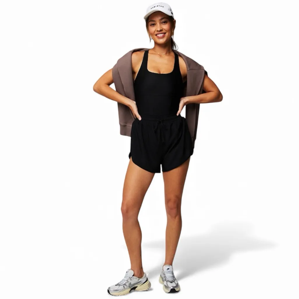 Fabletics Black Sport Short Romper performance Stretch Athletic Activewear SZM - Image 3
