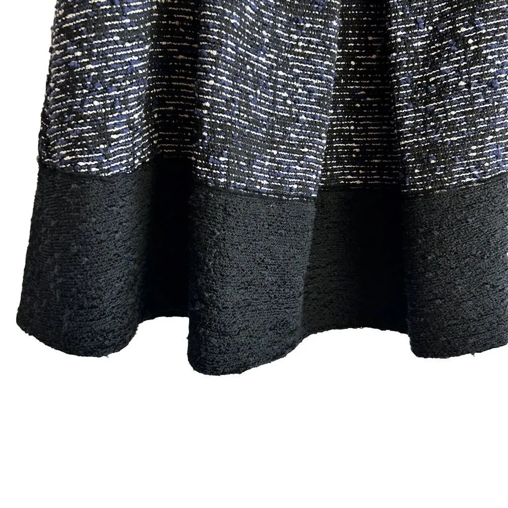 PROENZA SCHOULER Size US 4 Boucle Tweed pleated mini skirt A-line Black Navy - Image 4
