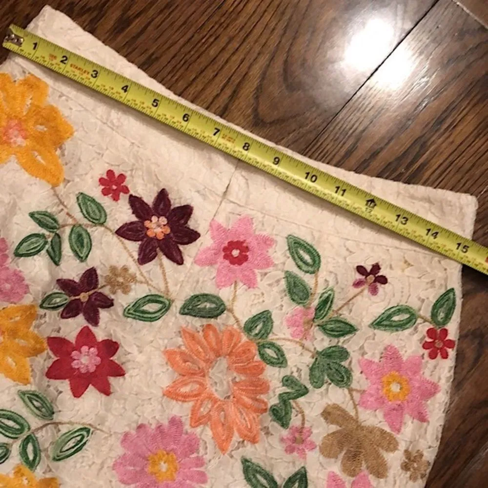 MAEVE ANTHROPOLOGIE Ayaka Lace Cream Embroidered Floral Pencil Skirt Sz 6 - Image 7