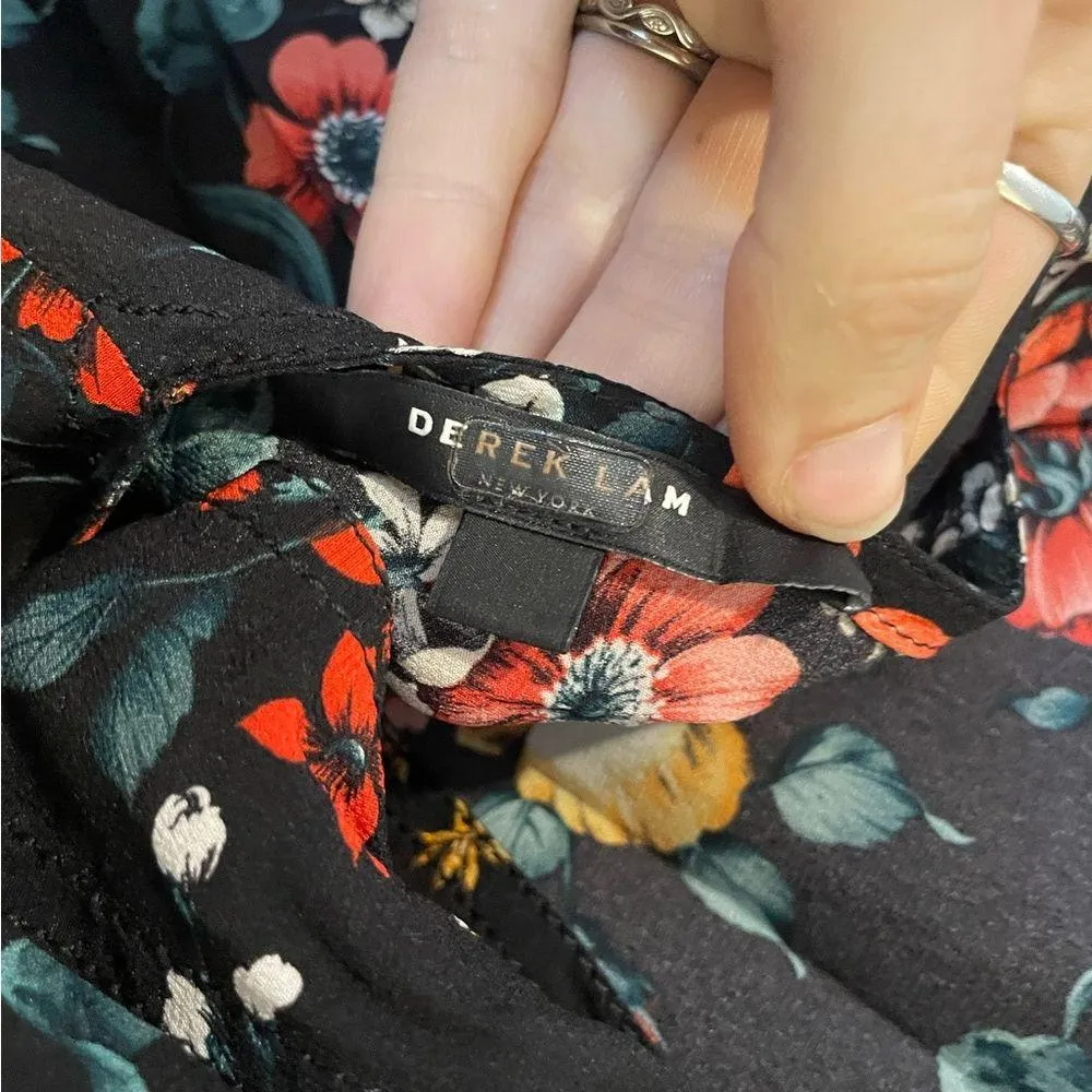 Derek Lam Silk Floral Mock Neck Blouse - Image 10