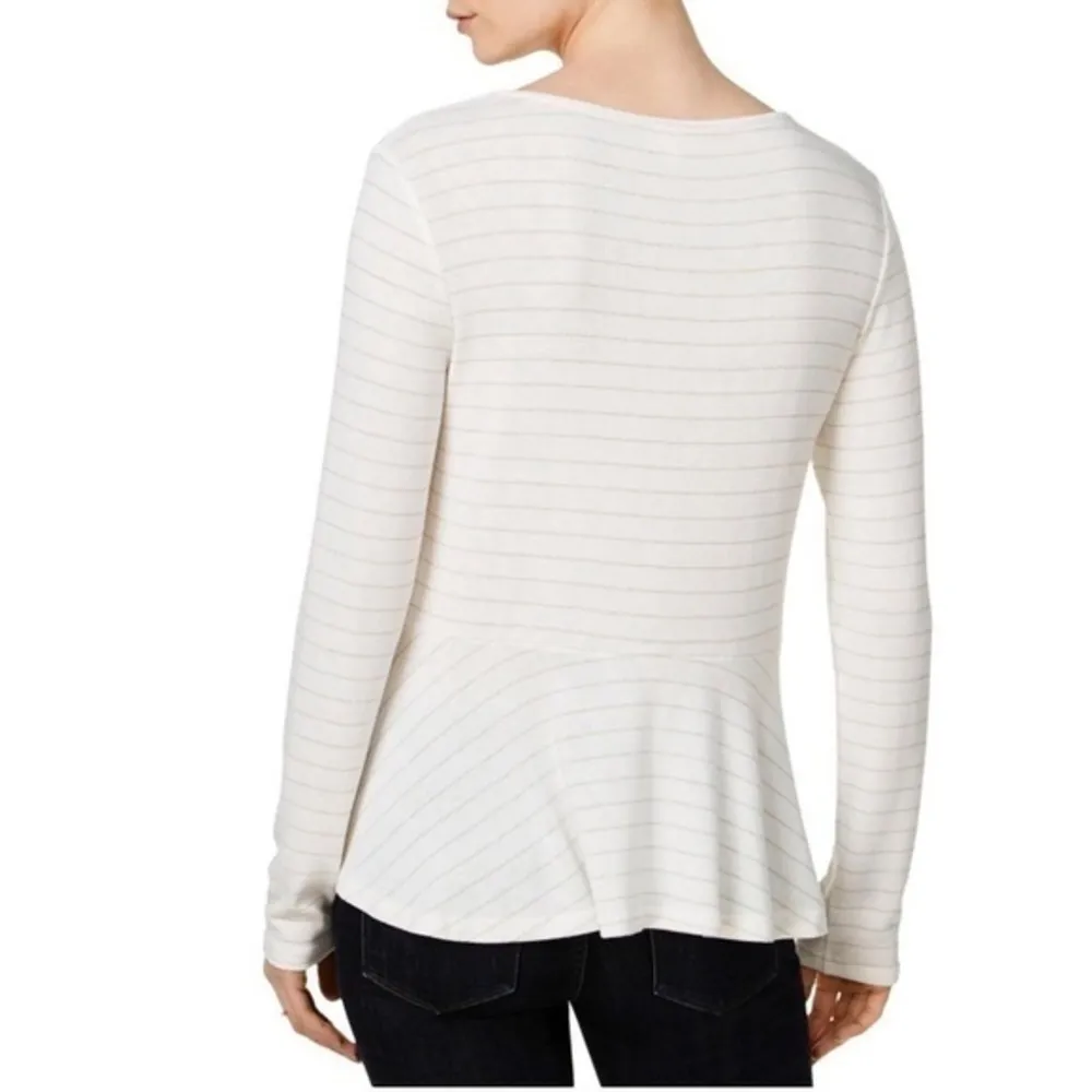 Maison Jules Womens Peplum Metallic Casual Top - Image 2