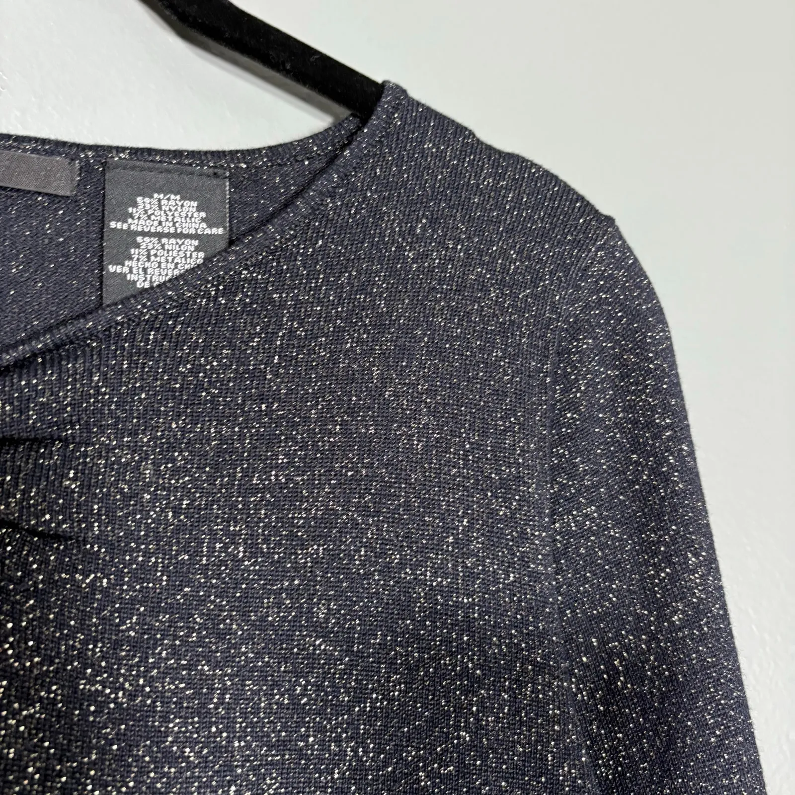 Raisey Women's Black & Gold Metallic Retro Glam Knit Top - Image 2