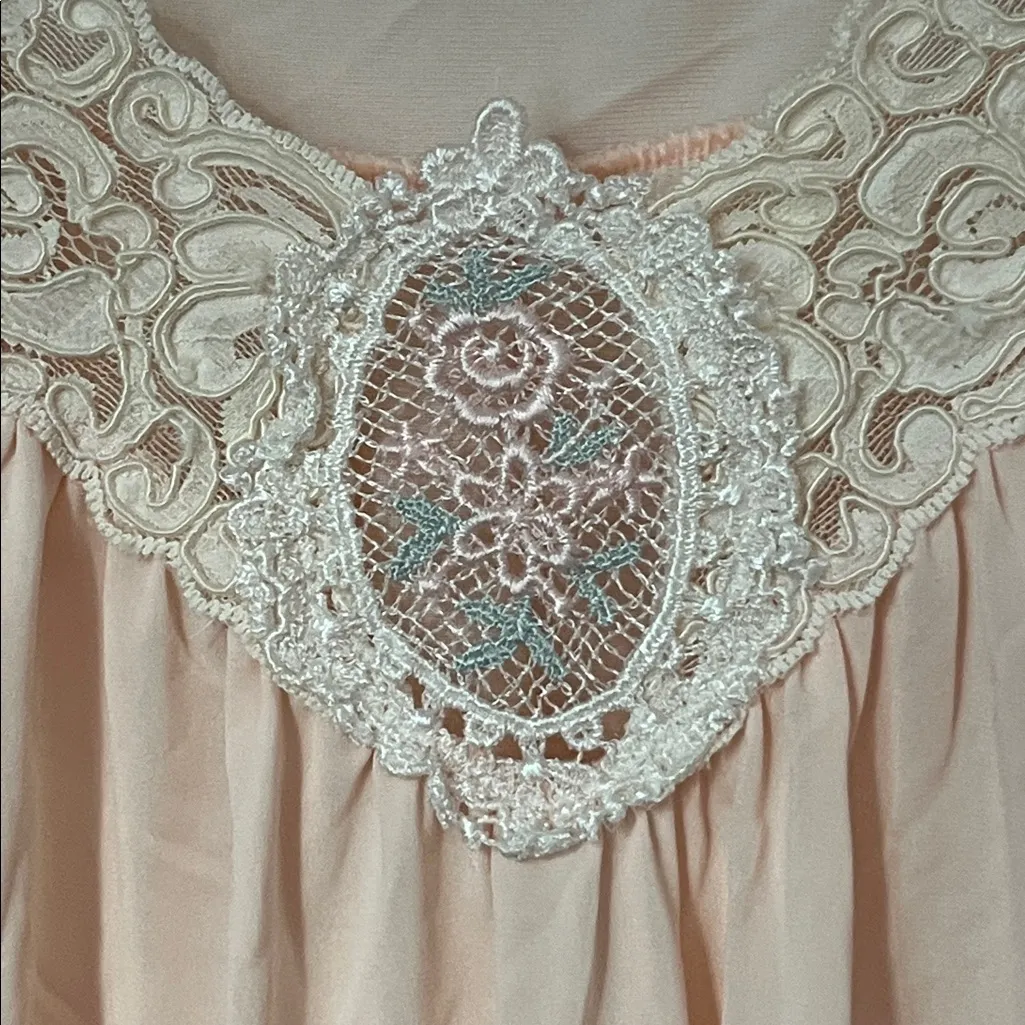 🌸 Vintage Shadowline Pink Lace Nightgown • Soft Girl Cottagecore • S - Image 3