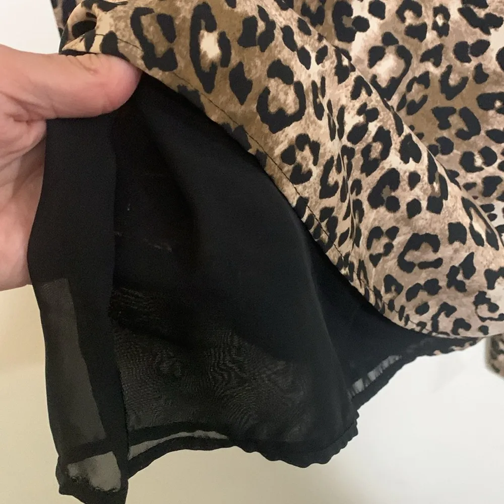 H&M leopard print dress woman size 4 tie around waist belt lined underneath - Image 7