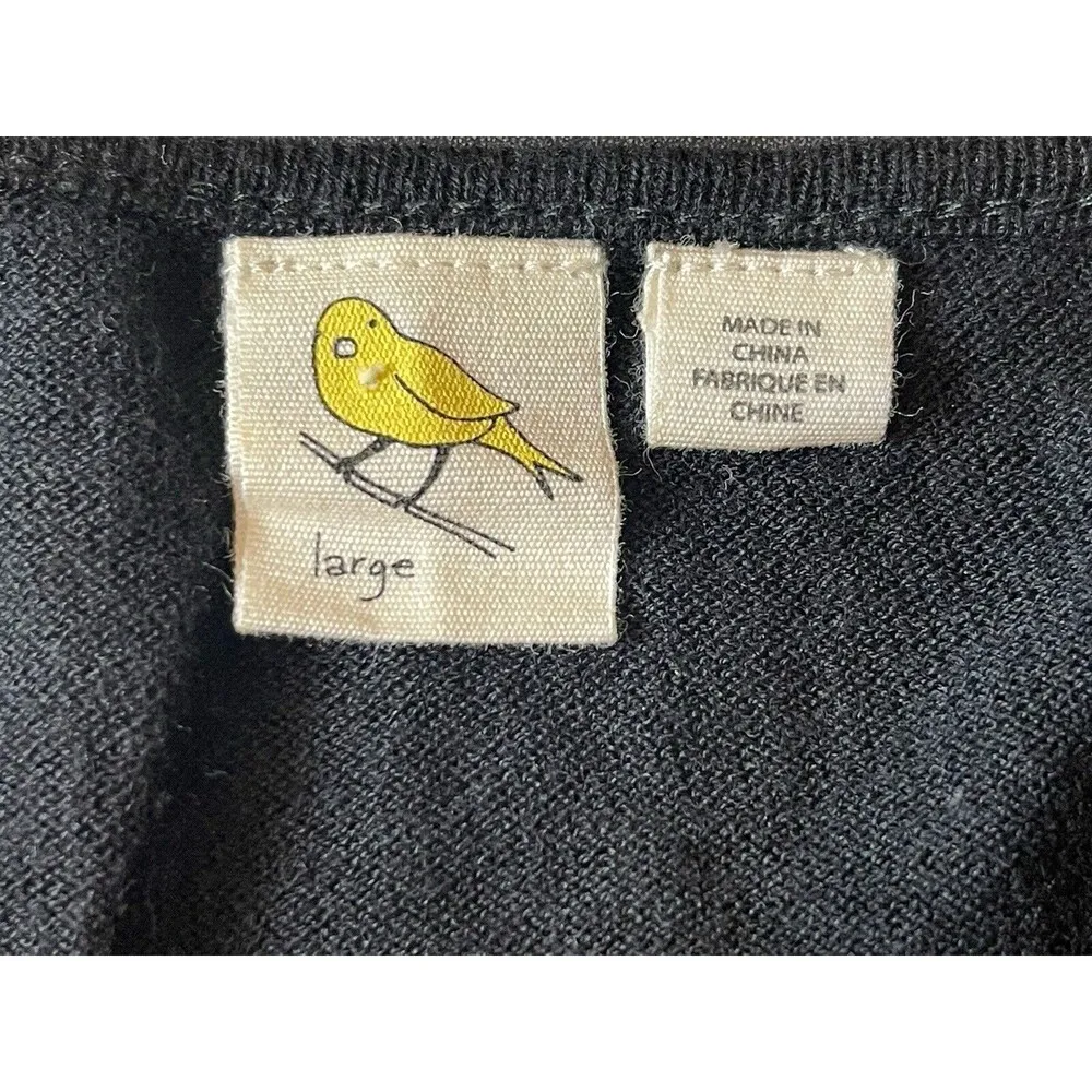 Anthropologie Yellow Bird Knit & Sheer Black Floral High Low Short Sleeve Top S - Image 9