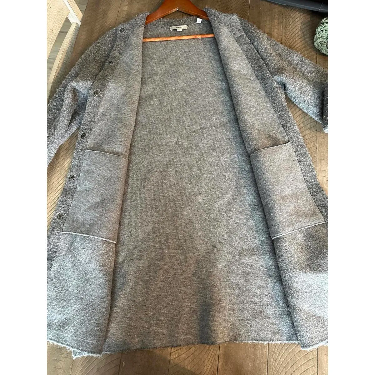 VINCE Wool/ Alpaca Blend Textured Soft Sculpted Car Coat Heather Gray size Small - Image 11