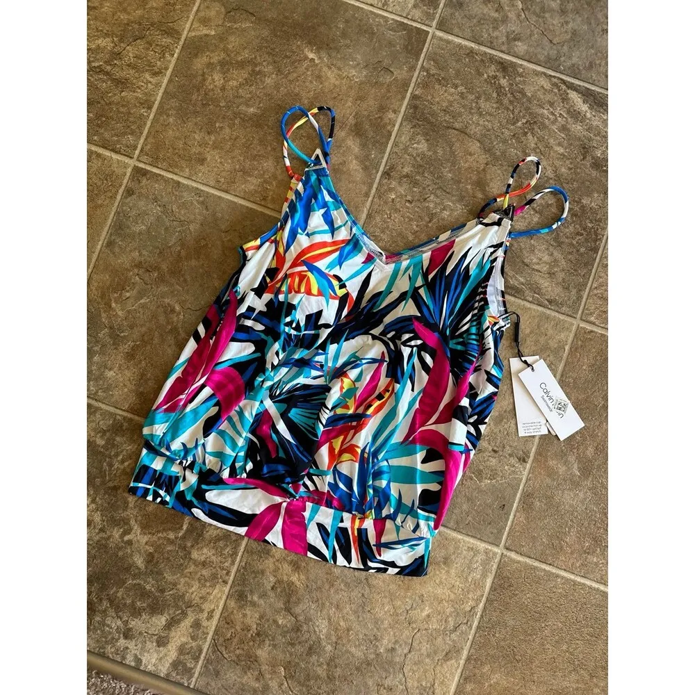 Calvin Klein Tankini Top Tropical Rainforest Size Small - Image 4