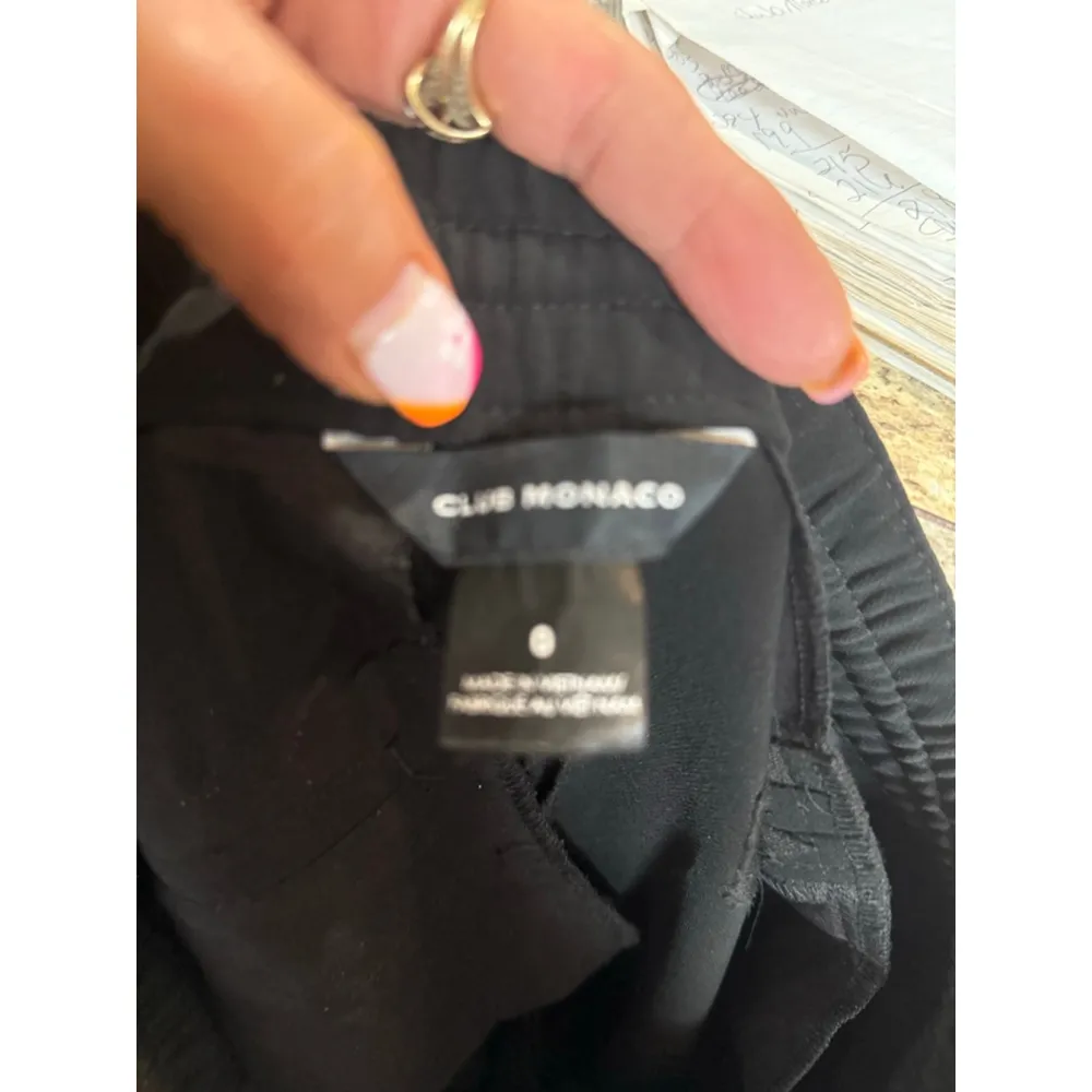 Club Monaco Black Ankle Cropped Drawstring Pants Size 0 - Image 10