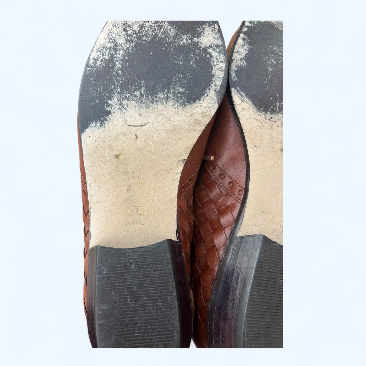 VTG Manelli Woven Pointed Toe Lace Up Oxford Leather Shoes 6 Preppy Hipster Boho Brown - Image 4