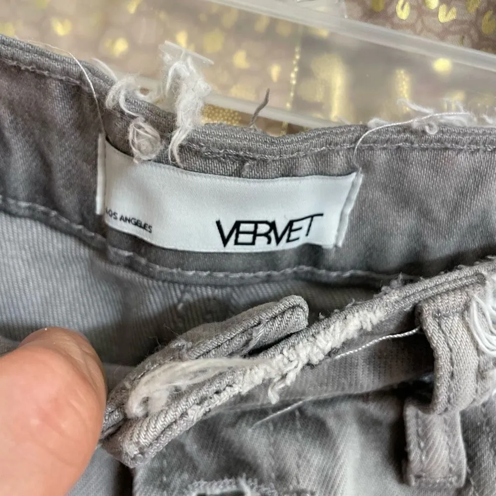 Vervet High Rise Distressed Destroyed Antique Gray Cut Off Grunge Shorts Small - Image 6